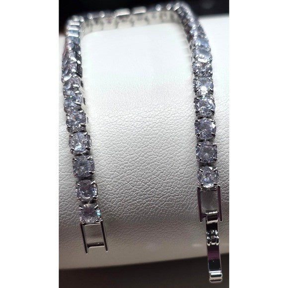 New Tennis Bracelet 7.5 in Silver Plated Round Cut 5A AAAAA CZ Cubic Zirconia