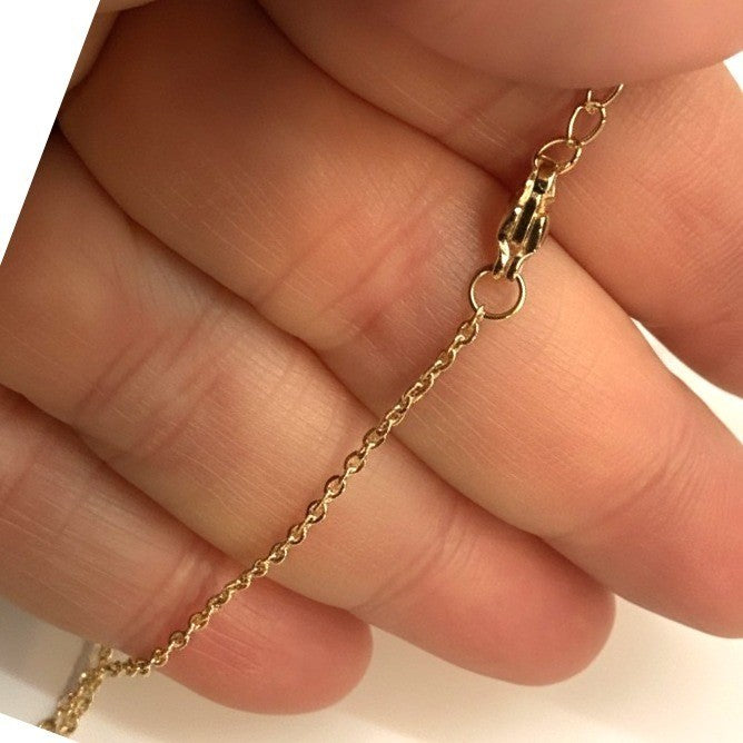New 18K GP Yellow Gold Plated Cable Link Chain Necklace 18-20 Inch Adjustable