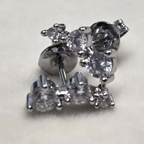 New AAAAA 5A Cubic Zirconia CZ Graduated Climber 925 Posts PLated Stud Earrings