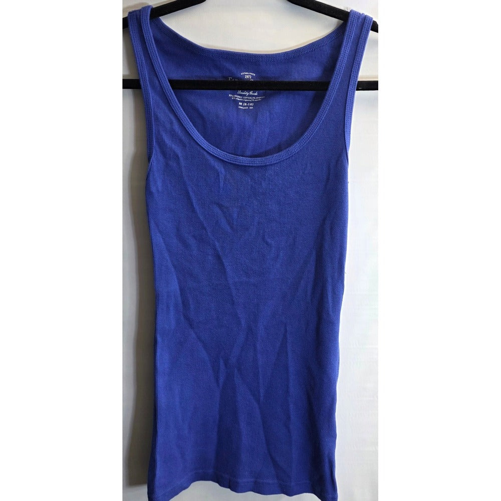Faded Glory Blue Ribbed Tank Top Cotton Spandex Layering Women Medium M Med 8 10