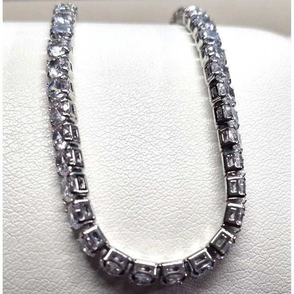 New Tennis Bracelet 7.5 in Silver Plated Round Cut 5A AAAAA CZ Cubic Zirconia