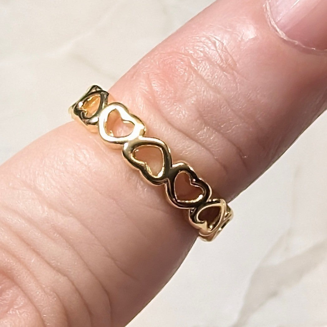 New 14K GP Gold PLated Heart Cutout Sz 3.75 Band Ring Open Finger Toe Love Gift