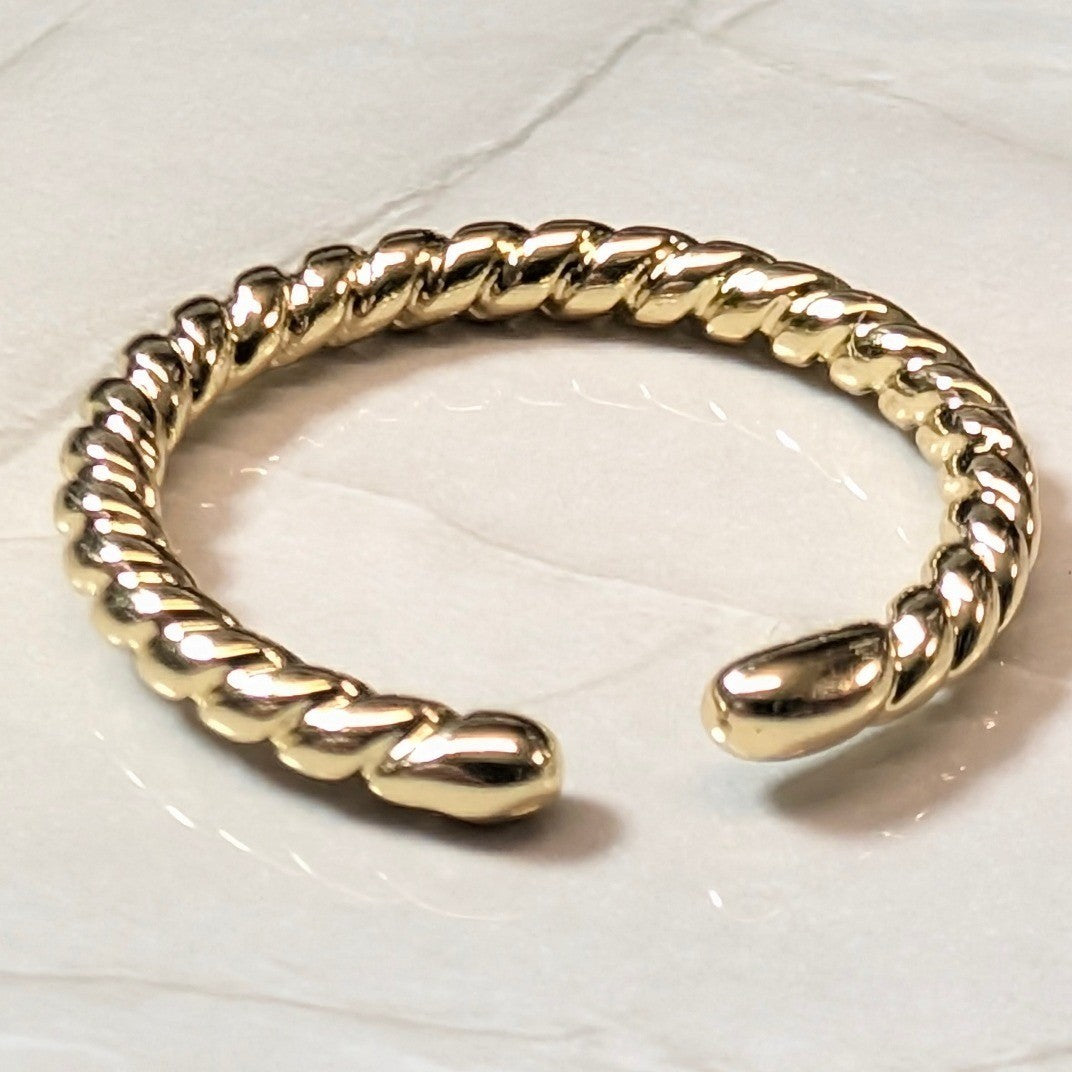New 14K Gold GF Filled Twisted Rope Open Finger Toe Midi Ring Size 3.75 Stacking