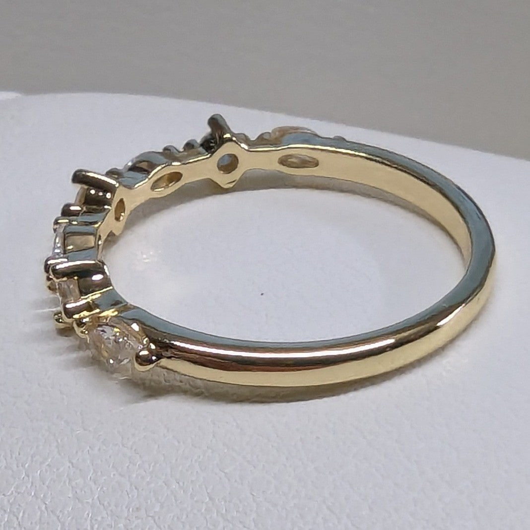 New 14K GP Gold PLated 8.5 Ring Marquise Round Cut Clear CZ Cubic Zirconia Band