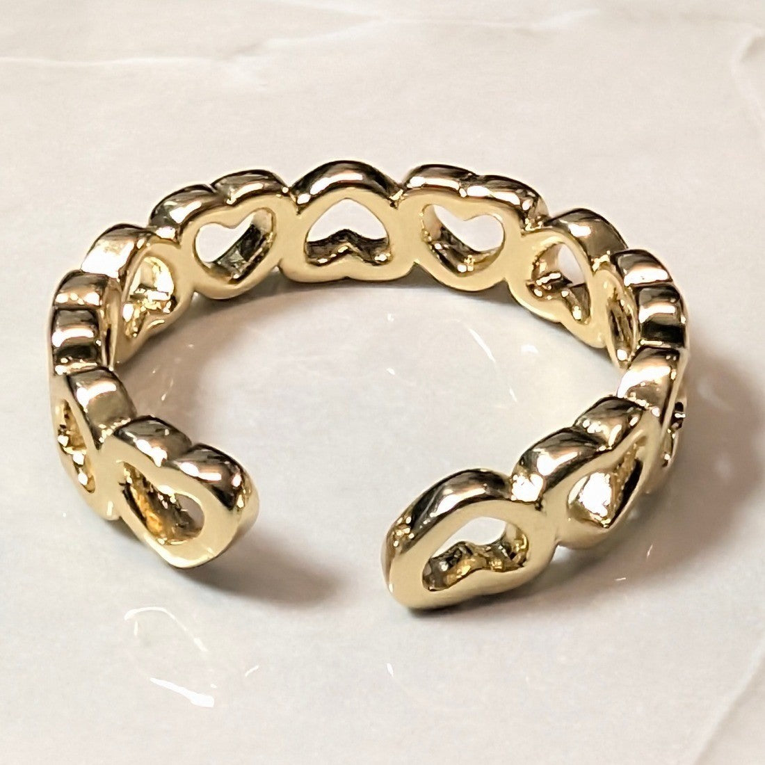 New 14K GP Gold PLated Heart Cutout Sz 3.75 Band Ring Open Finger Toe Love Gift
