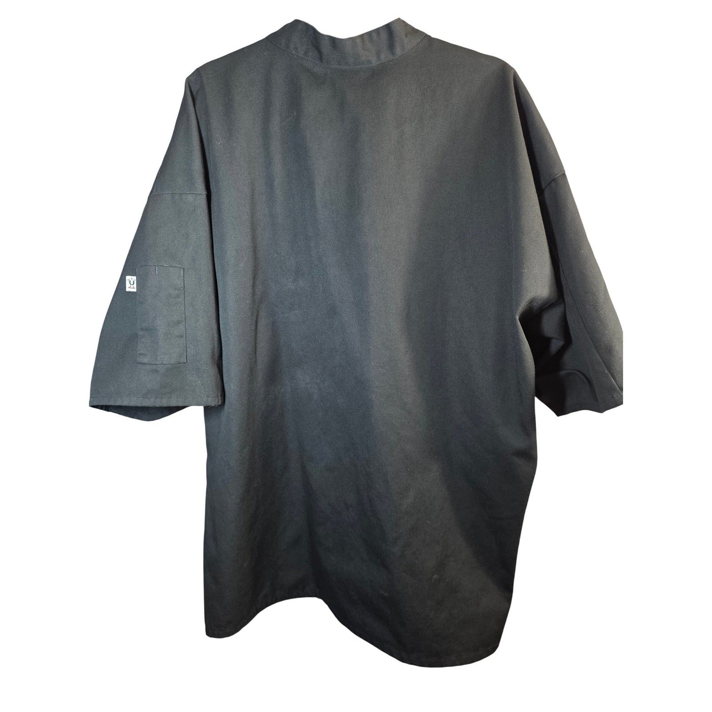 Uncommon Threads Chef Coat Mens 2XL Black Short Sleeve Button Front Twill 0415