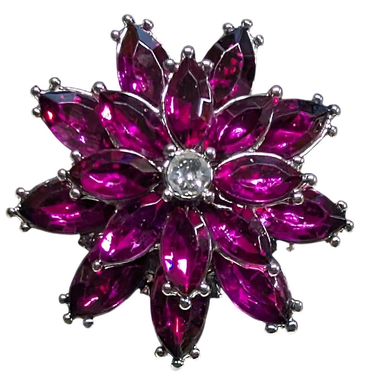 New Huge Flower Floral Statement Ring Purple Marquise Rhinestones Stretch Band