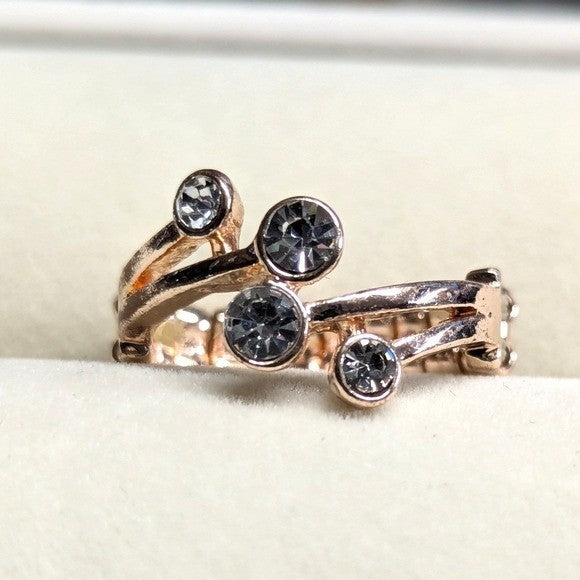 New Ring Rose Goldtone Clear Rhinestone Stretch Band