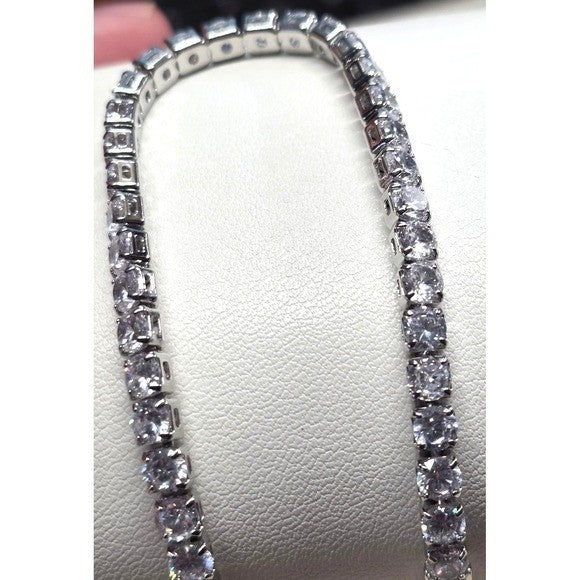 New Tennis Bracelet 7.5 in Silver Plated Round Cut 5A AAAAA CZ Cubic Zirconia