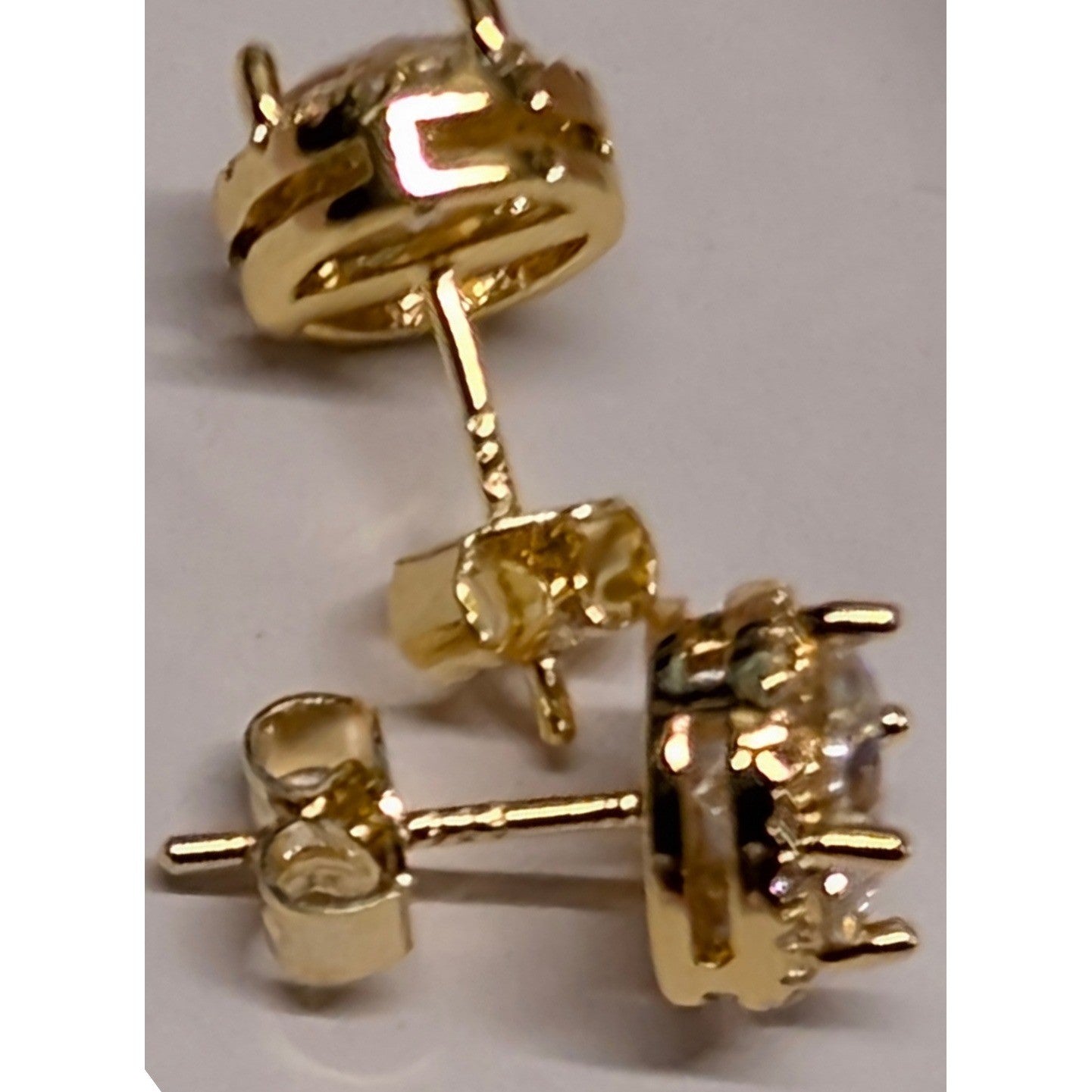 New 14K GP Gold Plated GRA Moissanite Stud Earrings Halo Brilliant Cut 1.0ct D