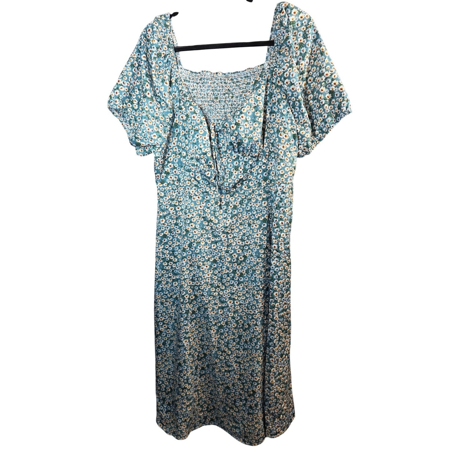 Floral Smocked Midi Dress PLUS SIZE 3X 3XL Smocked Puff Sleeves Smocked Flowers