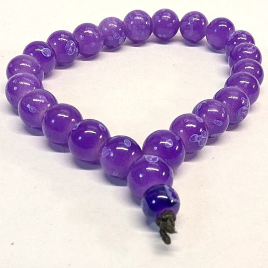 New Agate Bead Stretch Prayer Bracelet Purple Round Polished Boho Religious