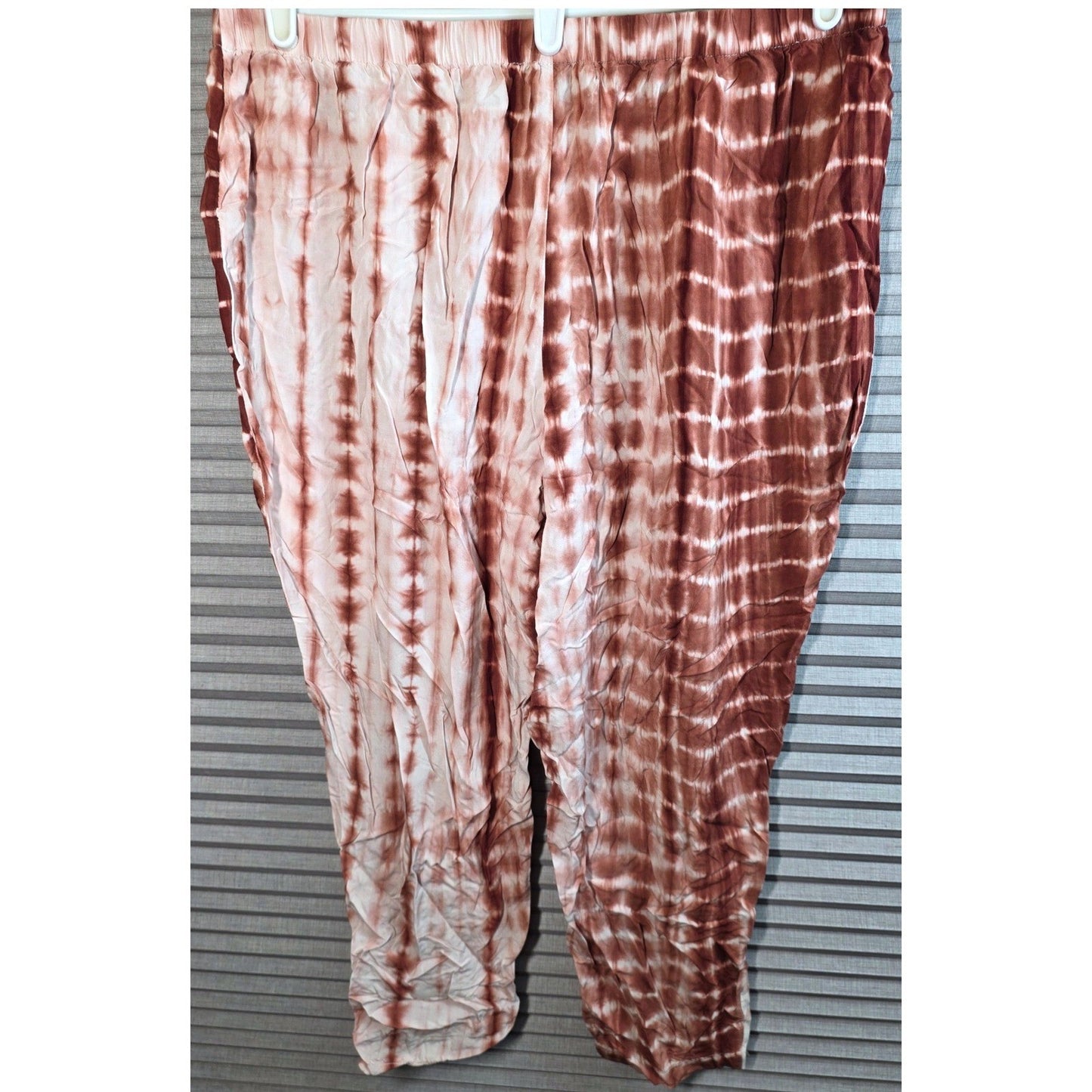 Tie Dye Lounge Pants Plus Size 2XL XX 2X Brown White Elastic Waist Casual Lt Wt