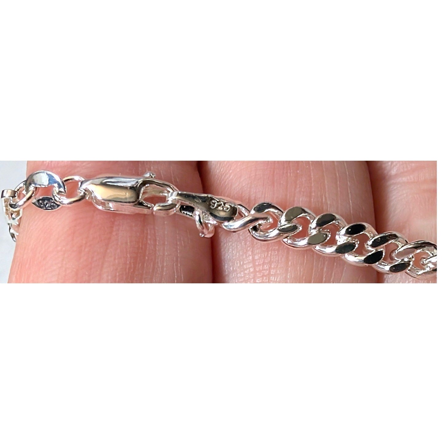 New Sterling Silver 925 Italy Curb Cuban Link Chain Necklace 22 Inch Lobster