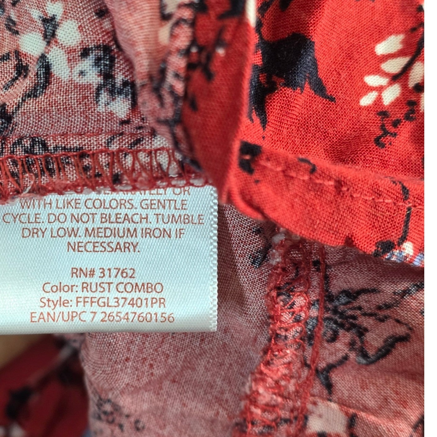 Faded Glory Floral Peasant Top Plus Size XXL 2X XX 20 Red Ruffle Hem Bell Sleeve