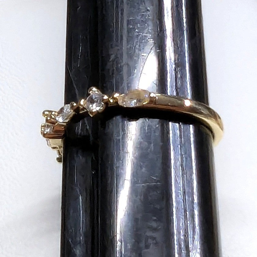 New 14K GP Gold PLated 8.5 Ring Marquise Round Cut Clear CZ Cubic Zirconia Band