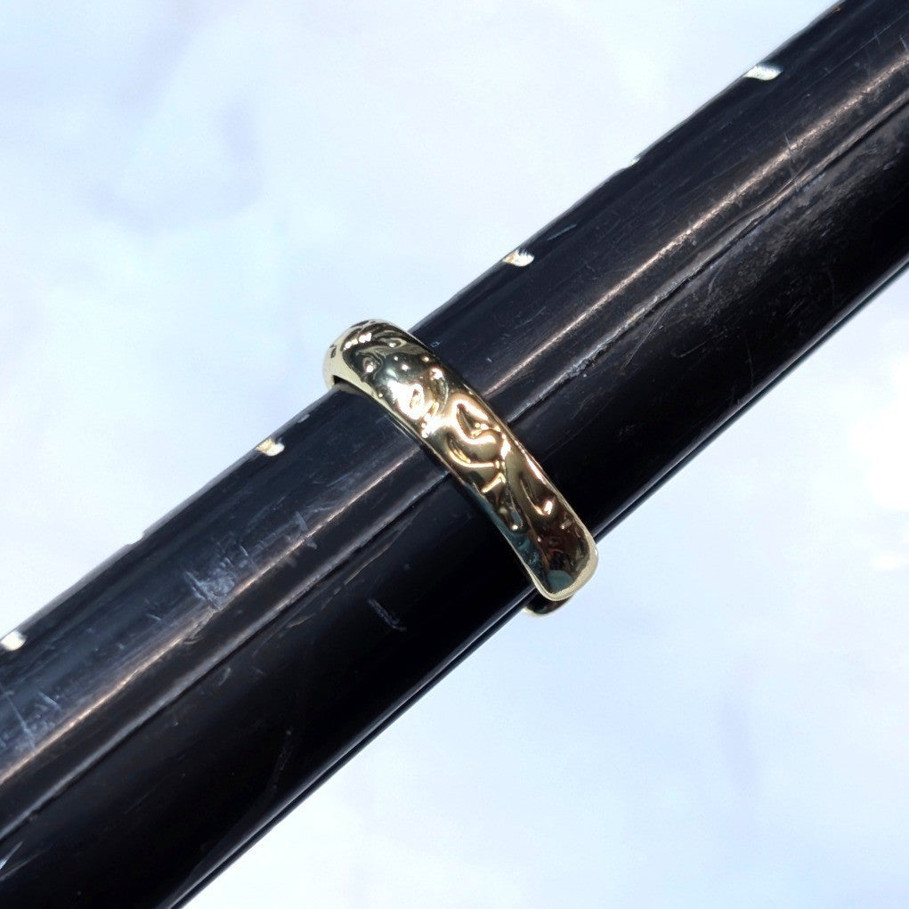 14K GF Gold Filled Scroll Engraved Finger Toe Midi Pinky Cuff Ring Band Size 3.5