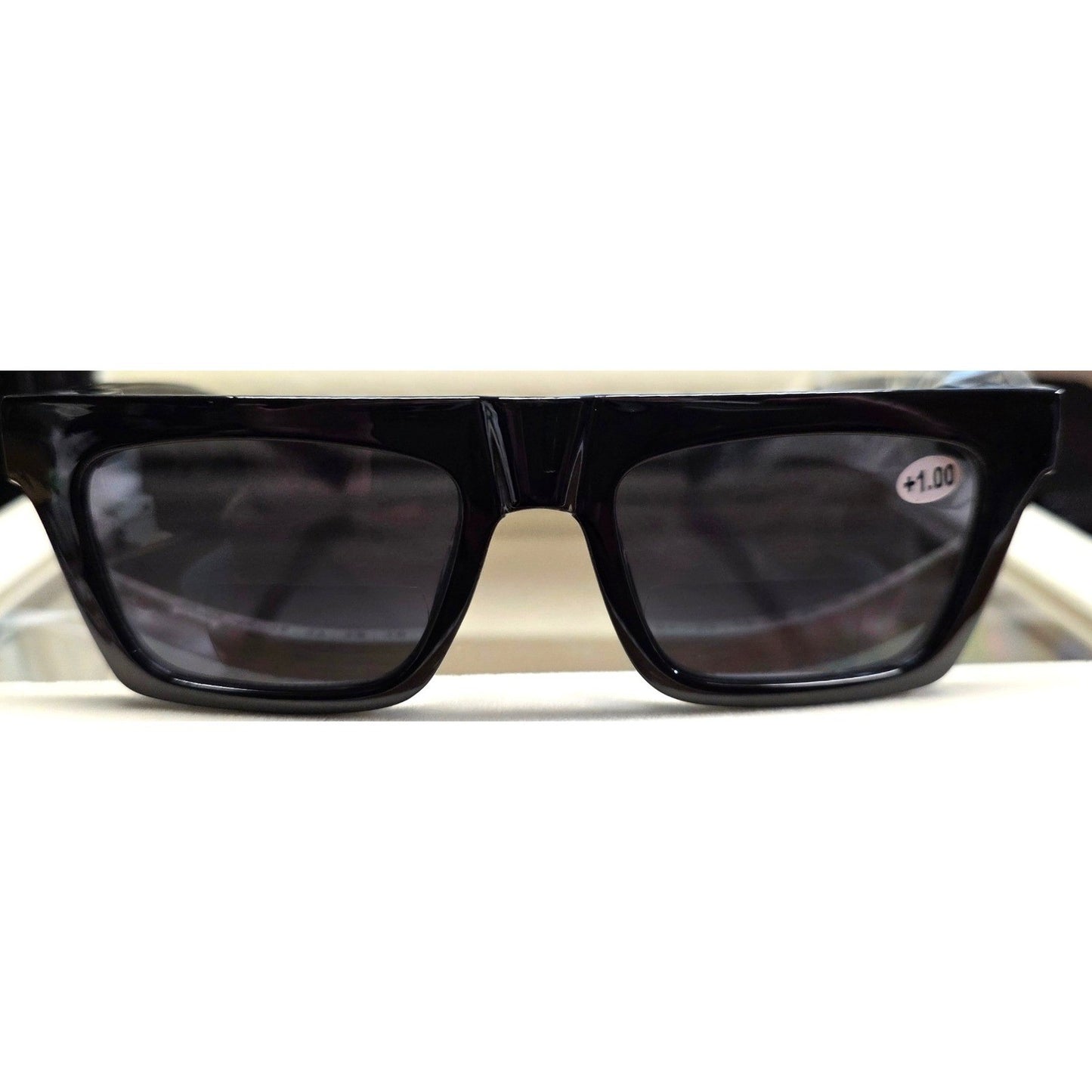 New Bifocal Reading Readers Lenses +1.00 Glasses UV400 Sunglasses Black Square