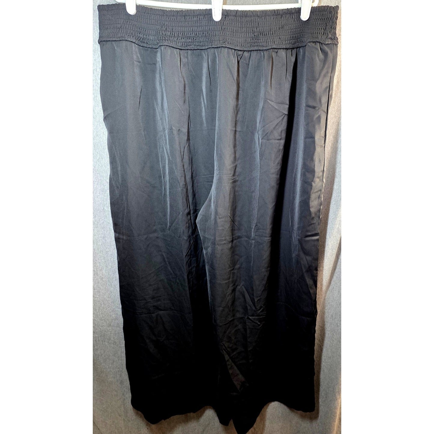 Wide Leg Pants PLus Size 3X XXX Black Smocked Waist High Rise Flowy Lightweight