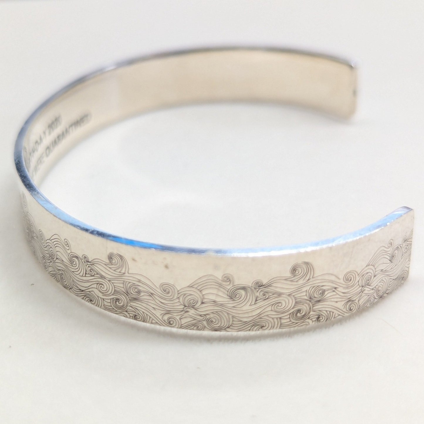 Magical Wave Engraved Cuff Bracelet Silvertone April Birthday 2020 Quarantined