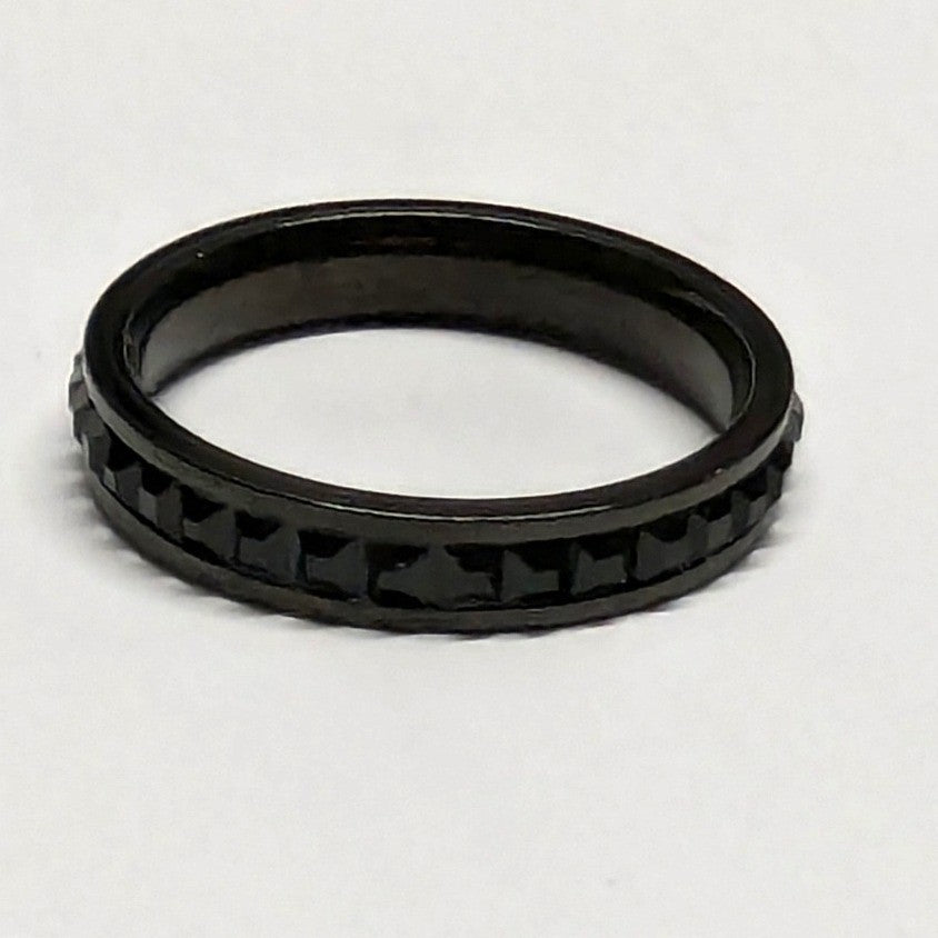 New Eternity Band Ring PLus Size Size 9 Black Crystal Rhinestone Thumb