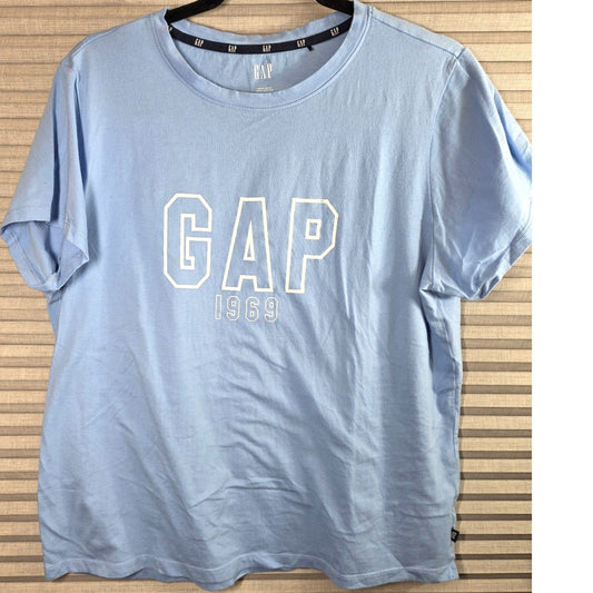GAP 1969 Logo Graphic T-Shirt Womens Large L Light Blue Short Sleeve Cotton Tee