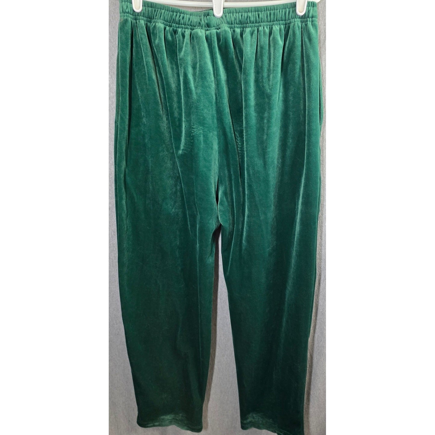 Vintage EZ Gear Sweat Pants PLus Size XL Green Velour Plush Velvety Pockets