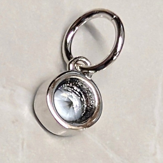 New 14K Gold Plated Small March Birthstone Pendant Charm Round Bezel Set Teal