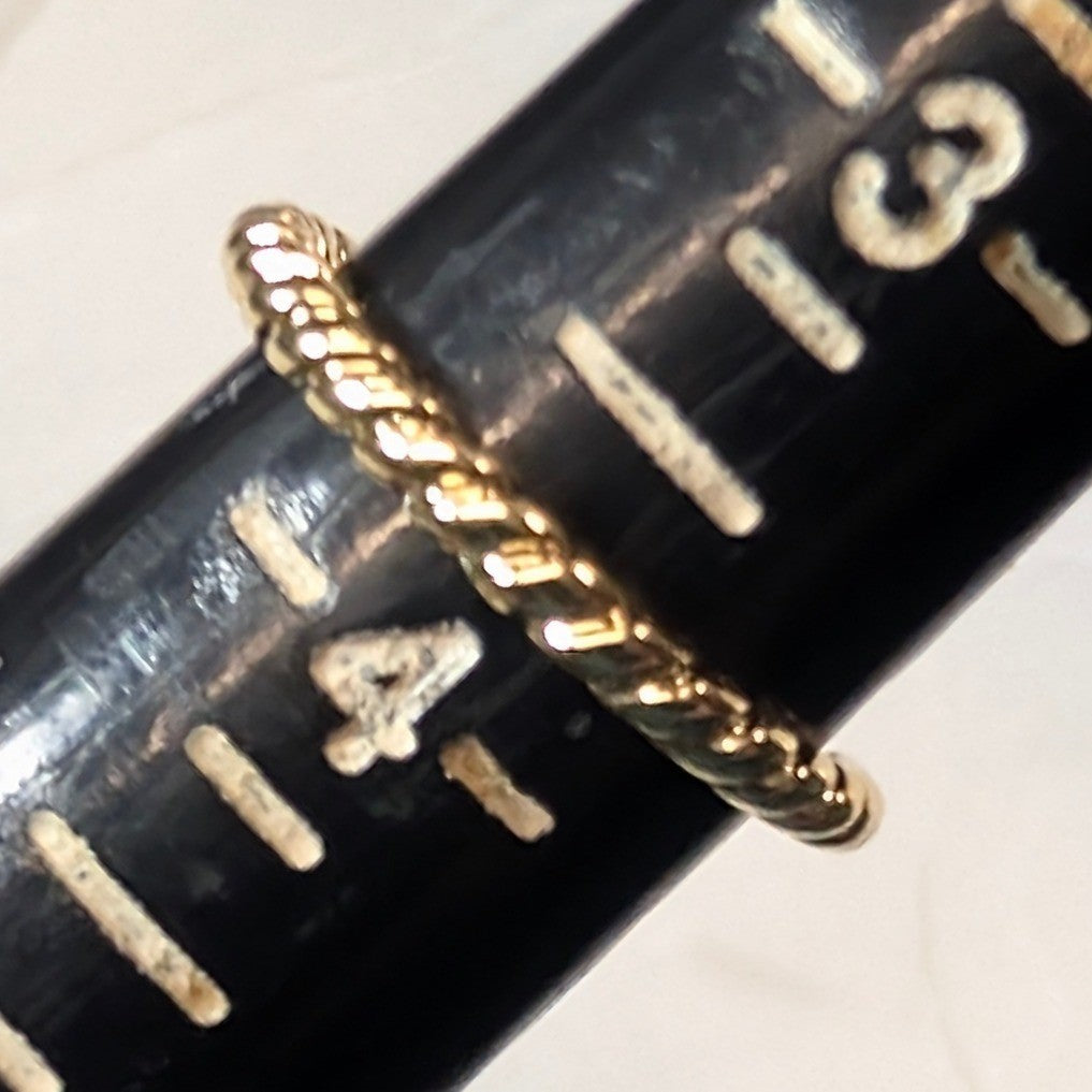 New 14K Gold GF Filled Twisted Rope Open Finger Toe Midi Ring Size 3.75 Stacking