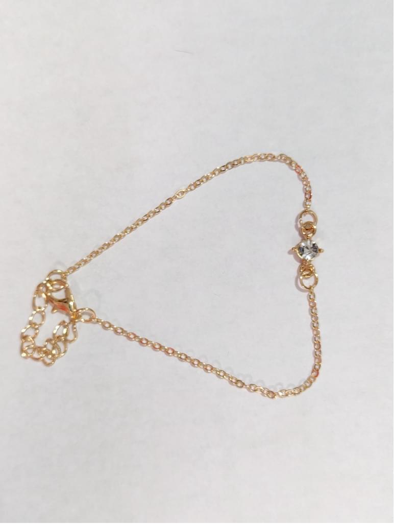 Womens GoldTone Clear Cubic Zirconia Bracelet Anklet Chain Adjustable New 9.5"
