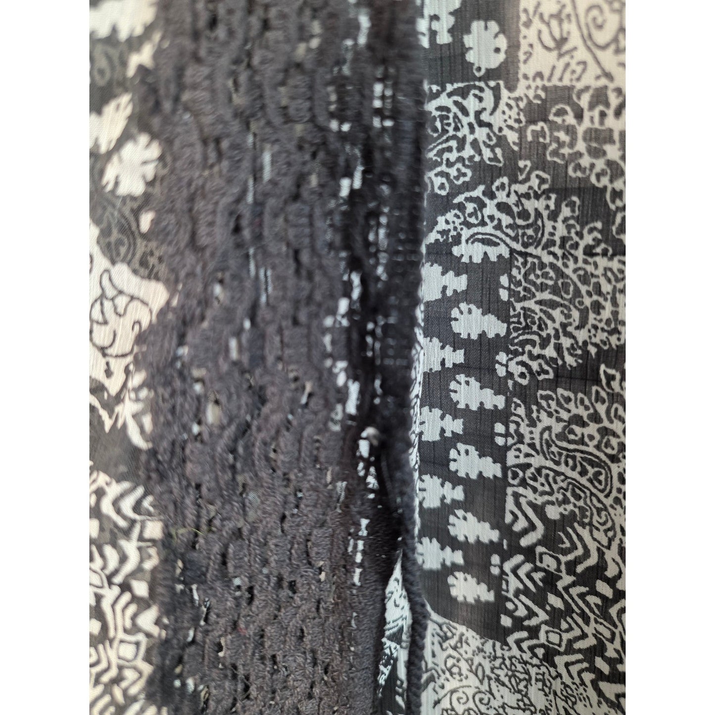 Ana & Kate Kimono Cardigan Cover 1 Size Plus Black Paisley Lace Trim Open Front