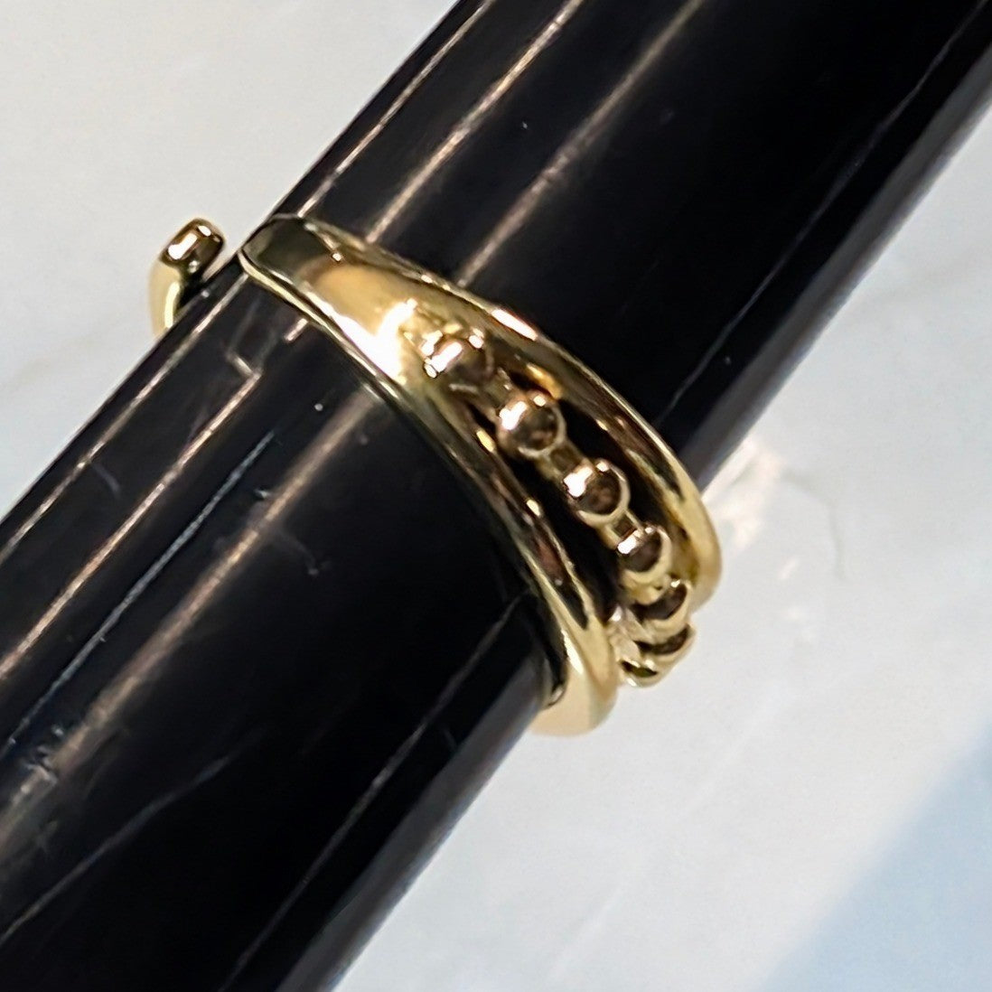 New 14K GF Gold Filled 3.75 Triple Row Band Beaded Ring Stacked Multi Finger Toe