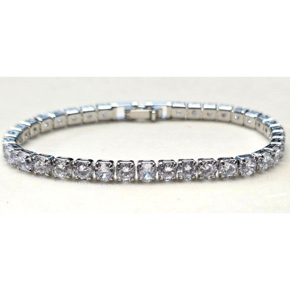 New Tennis Bracelet 7.5 in Silver Plated Round Cut 5A AAAAA CZ Cubic Zirconia