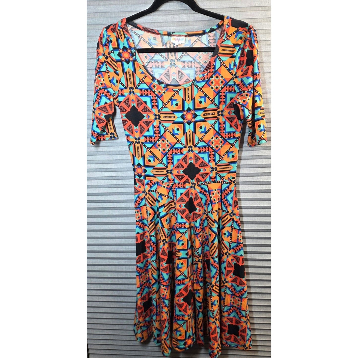 LuLaRoe Nicole Fit and Flare Dress S Sm Small Southwestern Tribal Print Aztec
