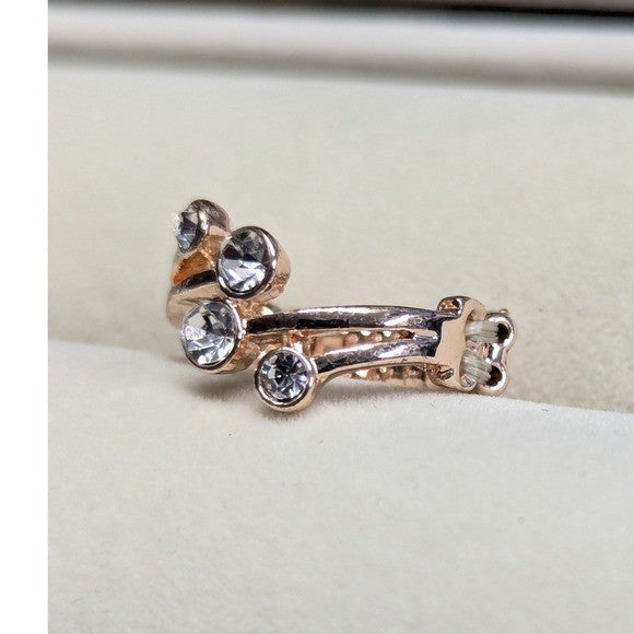 New Ring Rose Goldtone Clear Rhinestone Stretch Band