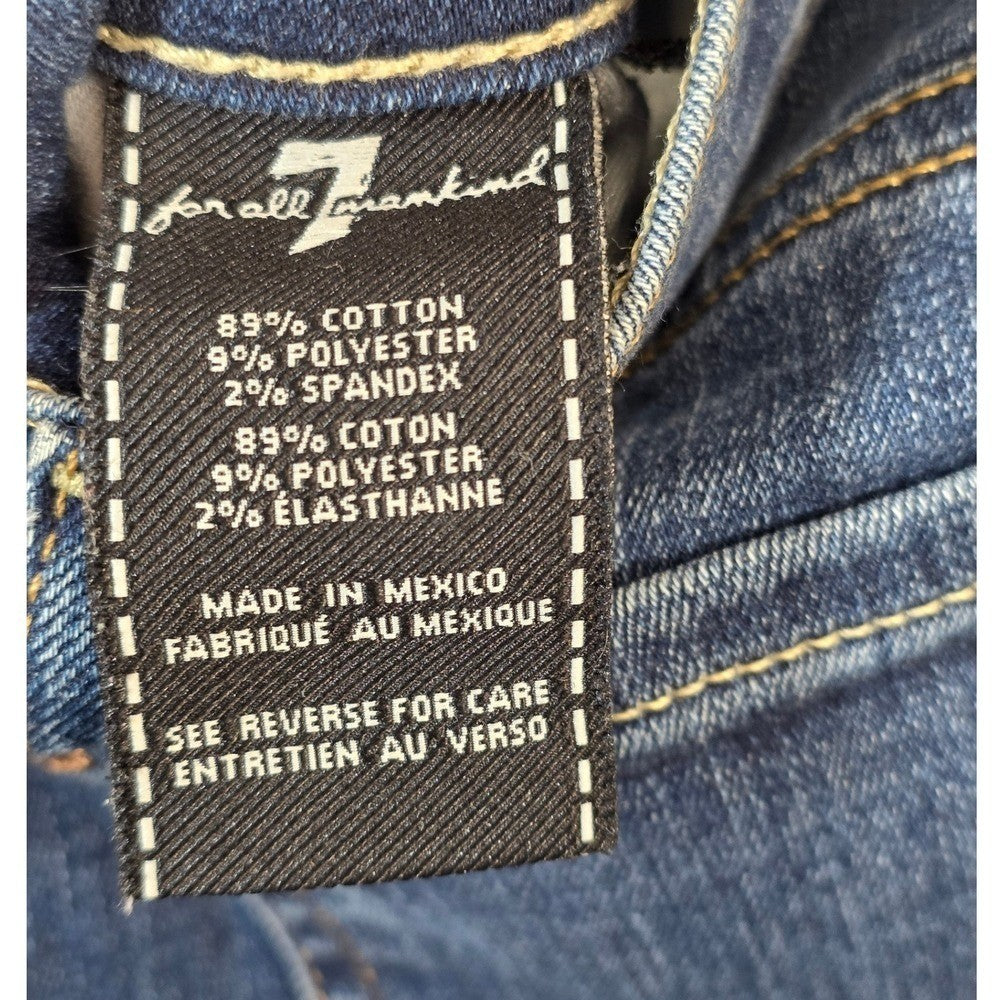 7 Seven For All Mankind The Ankle Skinny Jeans Womens 29 Blue Raw Hem Stretch