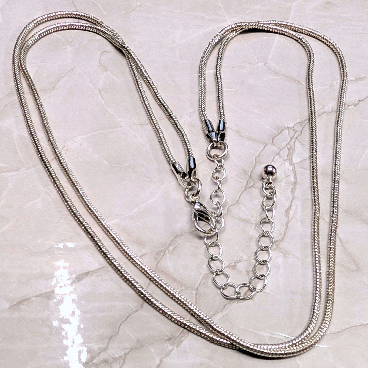Vtg Double 2 Strand Liquid Snake Chain Necklace Silver Tone Layered Minimalist