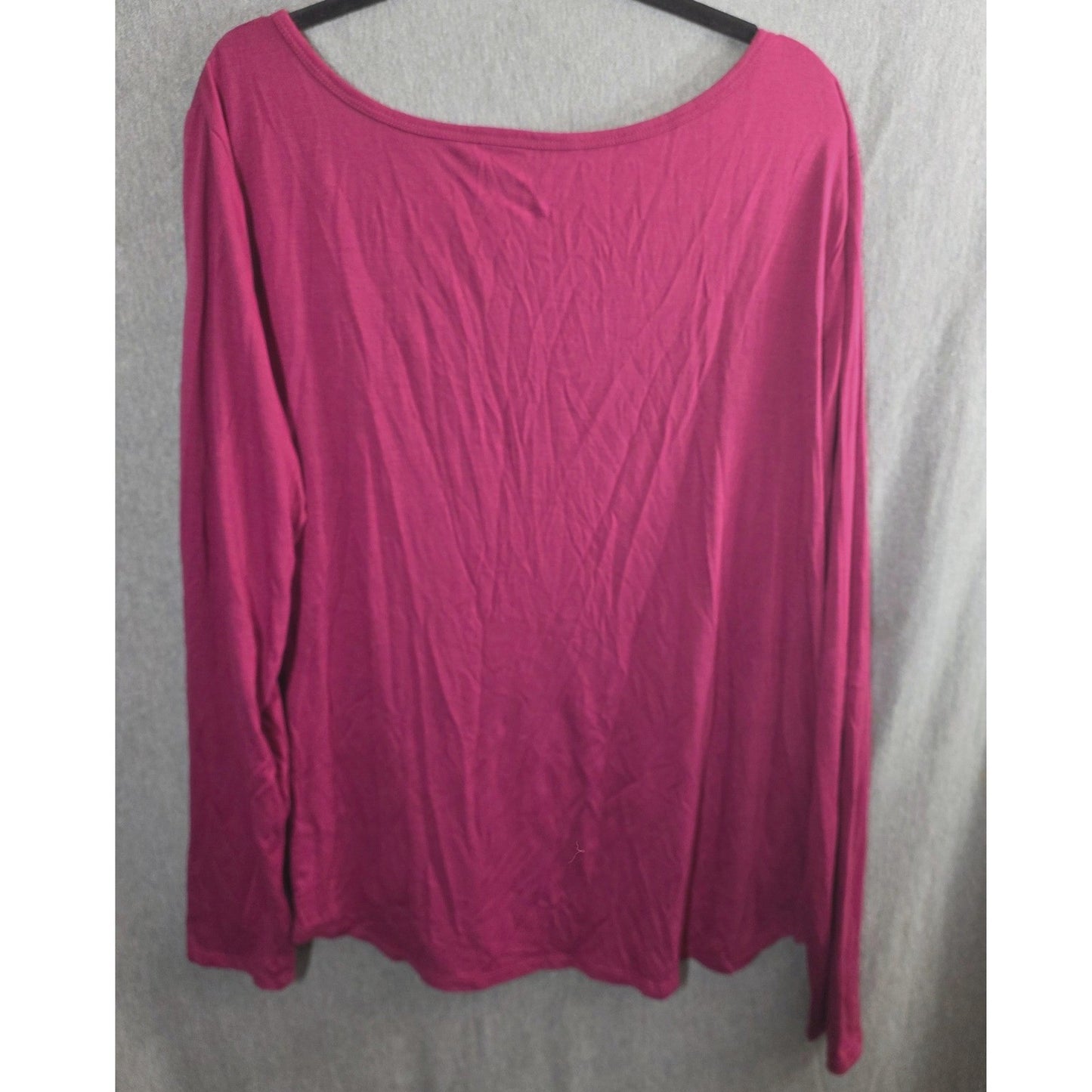 Just Be Top Womens Plus Size 3X XXX Soft Pink Shirt Long Sleeve Scoop Neck Knit