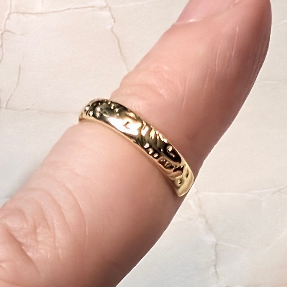 14K GF Gold Filled Scroll Engraved Finger Toe Midi Pinky Cuff Ring Band Size 3.5