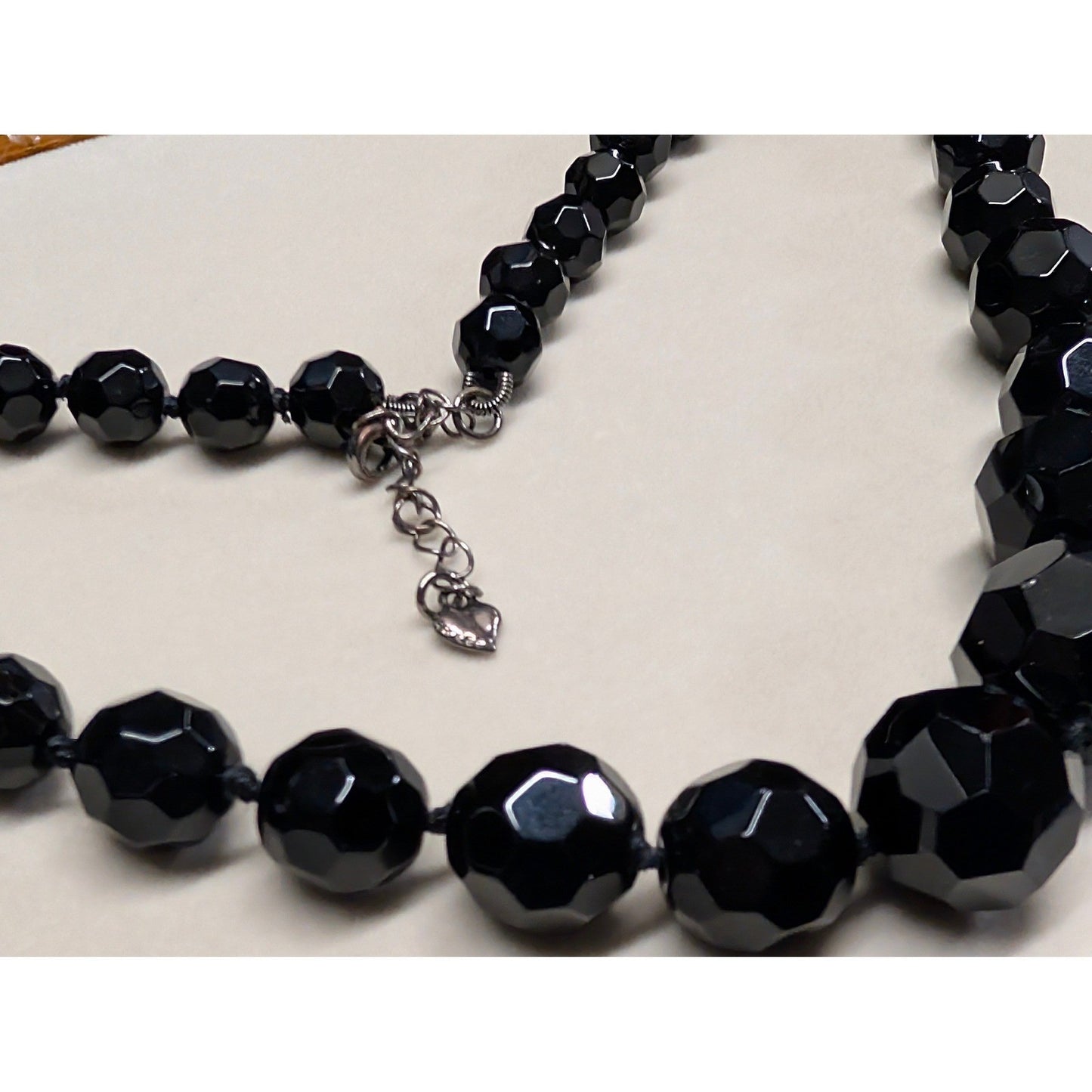 Vtg Glass Beaded Statement Necklace Black Faceted Graduated Chunky Goth Heavy
