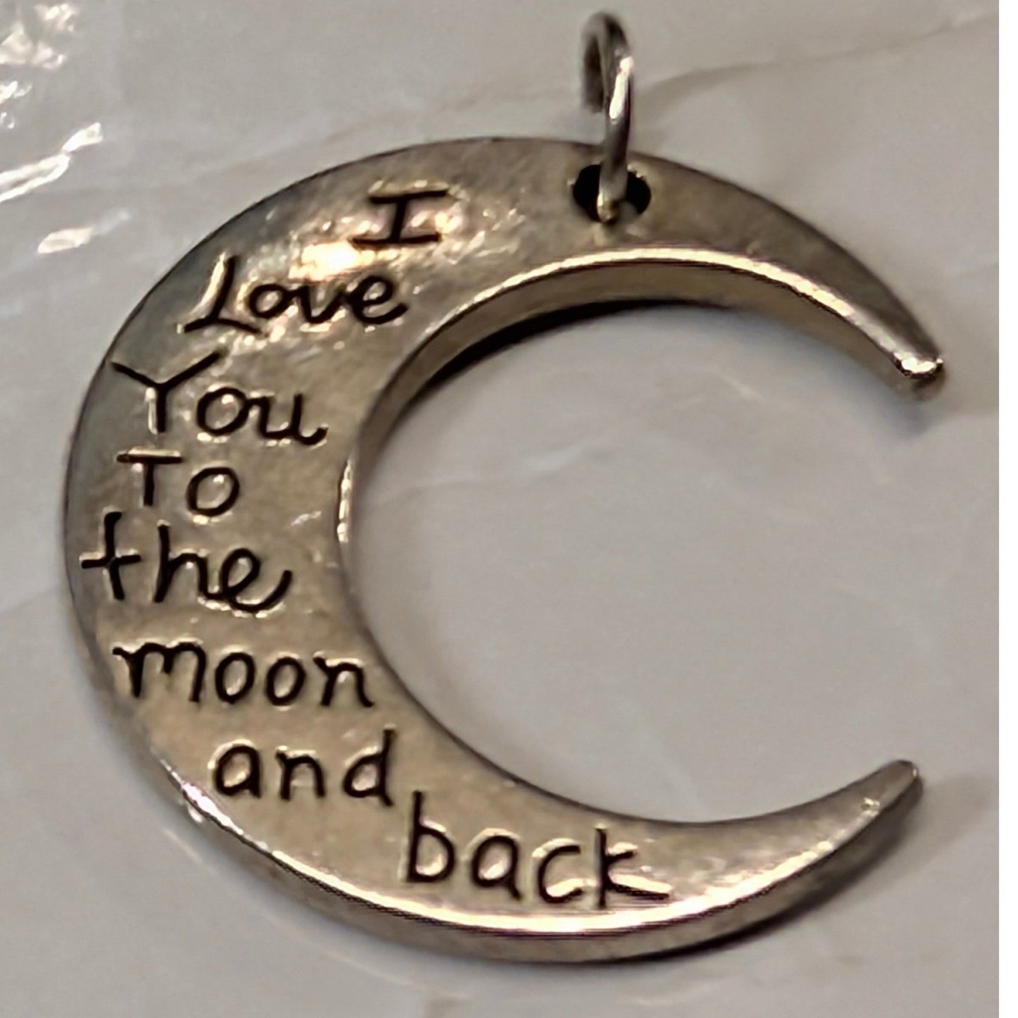 Vintage Crescent Moon Pendant Silver Tone I Love You To The Moon and Back Charm