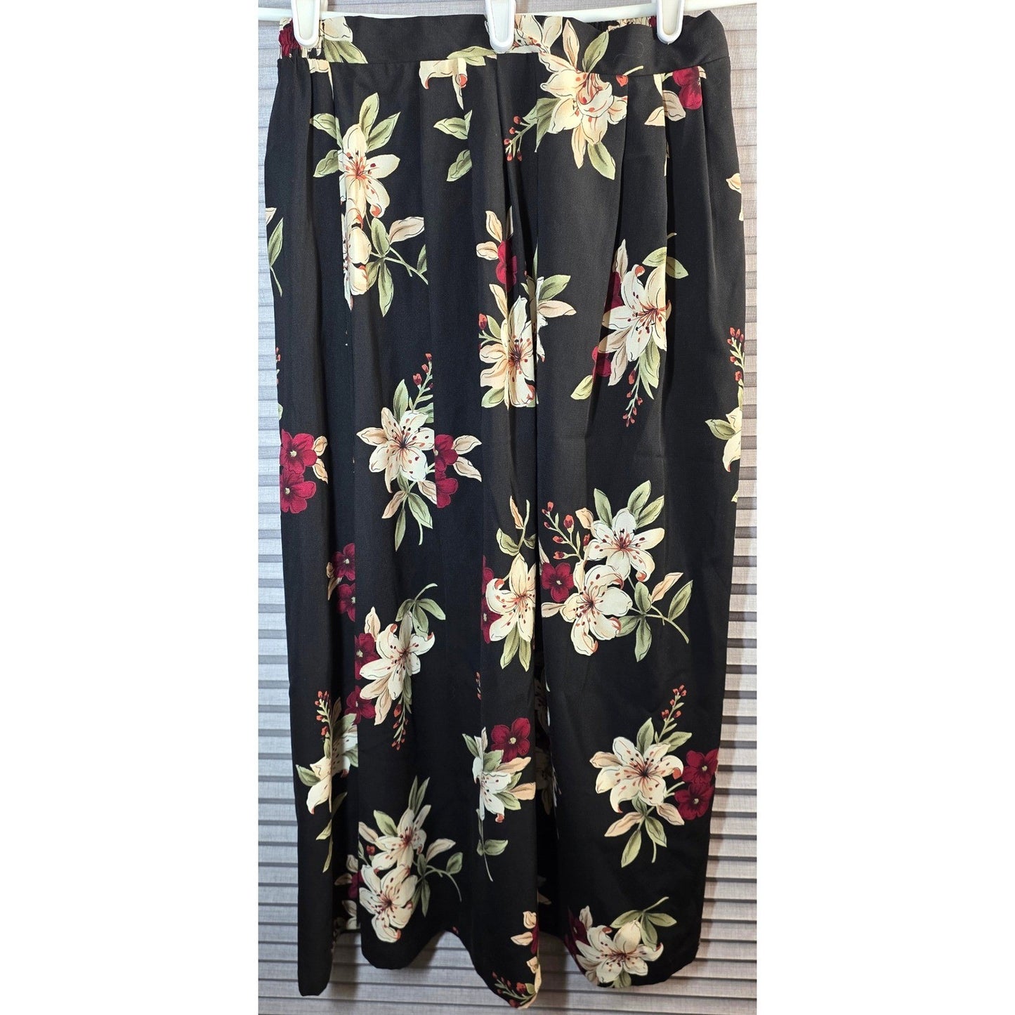 Vtg Jaclyn Smith Studio Floral Maxi Skirt Sm S Small Black Elastic Waist Pleated