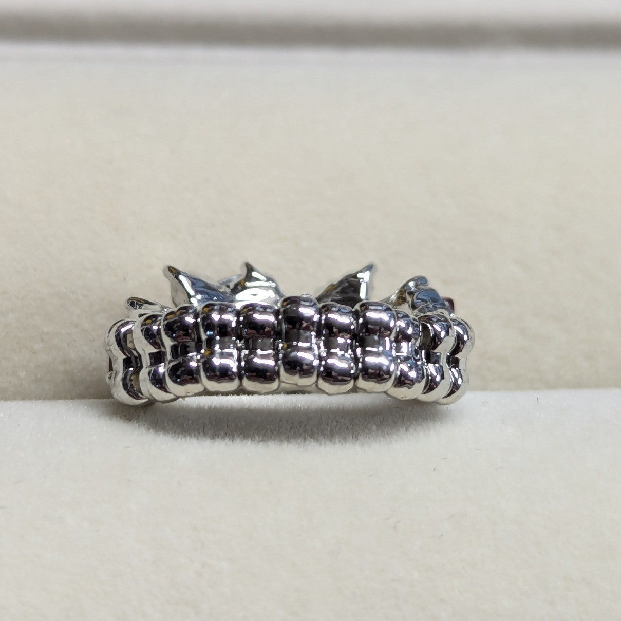 New Red Clear Rhinestone Stretch Ring Silvertone Pear Cut Teardrop Plus Size