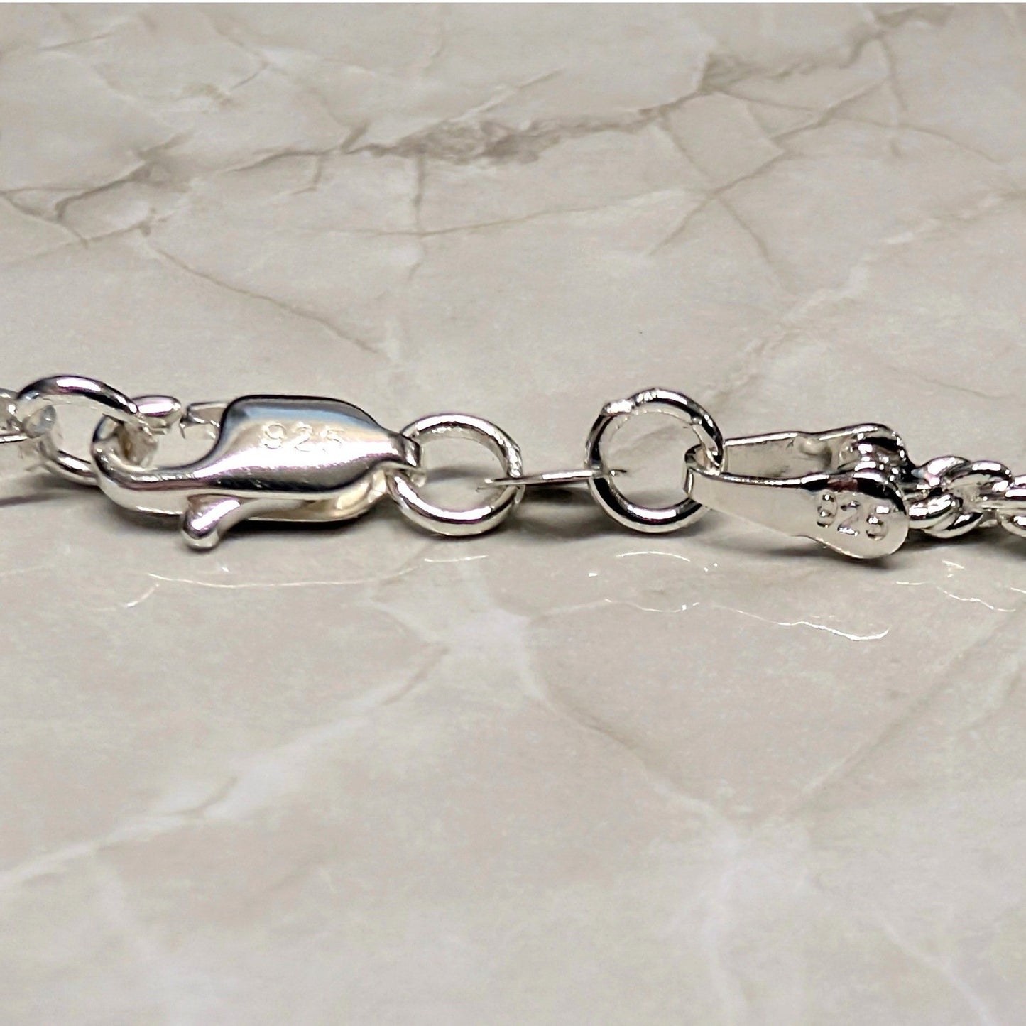 New Sterling Silver MARKED 925 Italy NOT TAGGED Rope Chain Necklace 24in Lobster