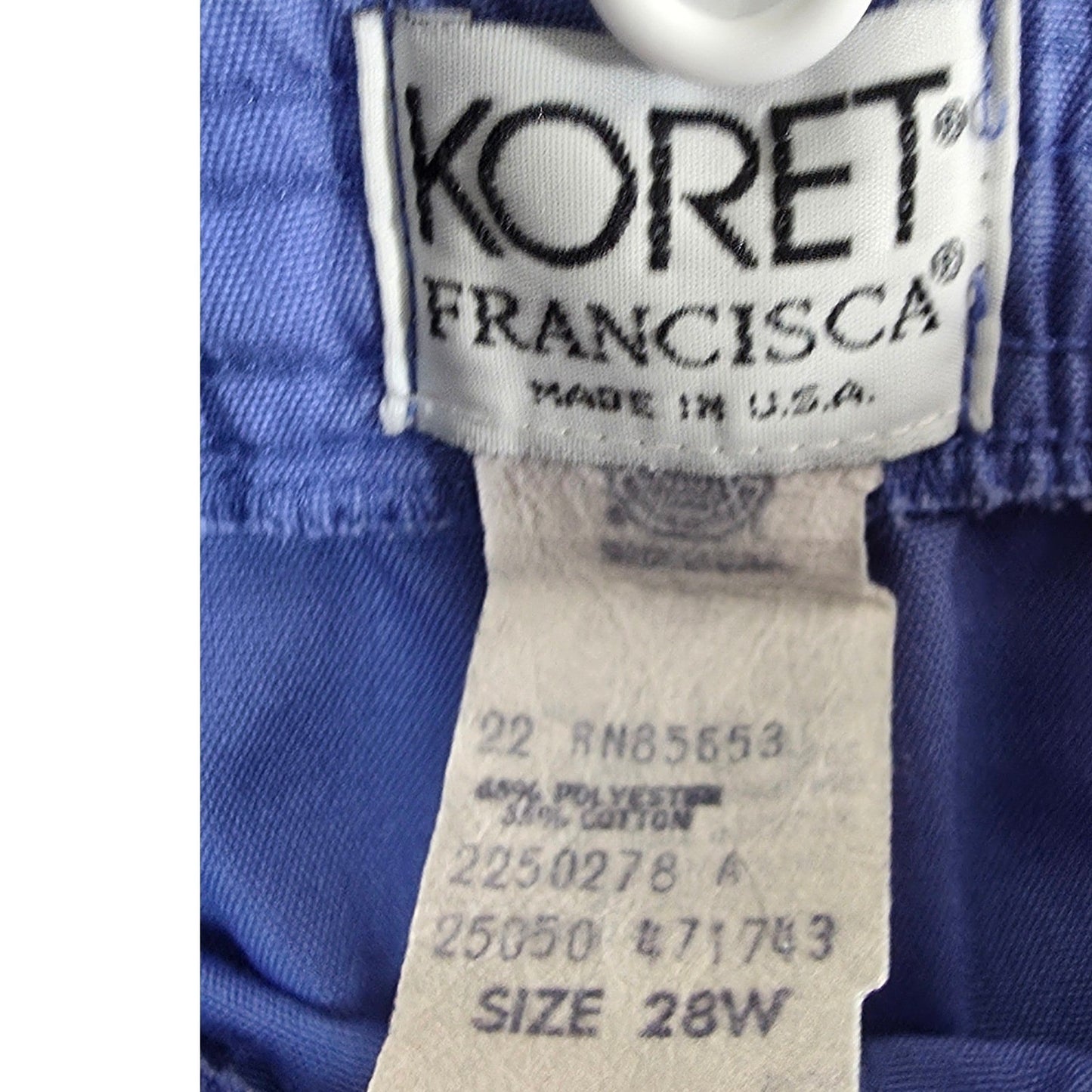 Vtg Koret Francisca Pull On Pants Womens 28W 28 W Blue Elastic Waist Pull On USA