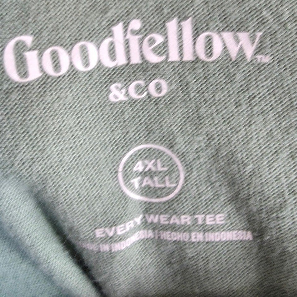 Goodfellow Every Wear Tee Shirt Big Mens PLus Size 4XL 4X 4XT Tall Long Green