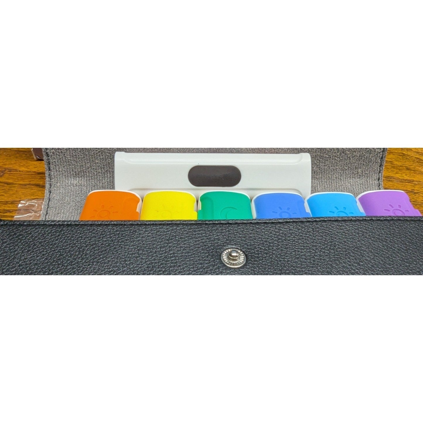 New Arrigo Weekly 3X Daily Pill Organizer Magnetic Black Rainbow Travel Case Box
