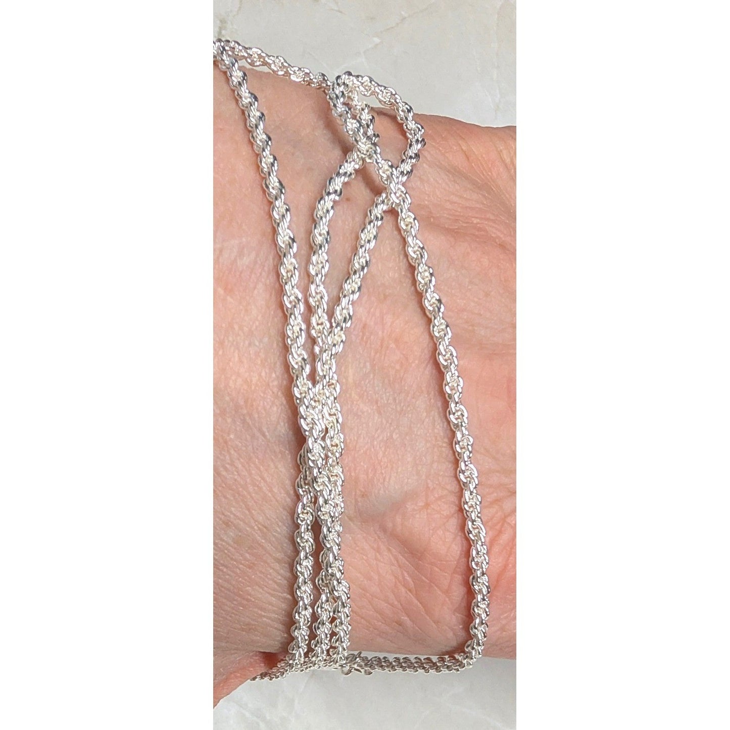 New Sterling Silver MARKED 925 Italy NOT TAGGED Rope Chain Necklace 24in Lobster