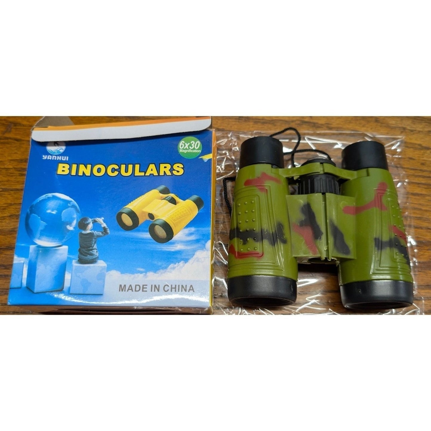 New Yanhui Binoculars Kids Green Camo Camouflage 6x30 Magnification Compass