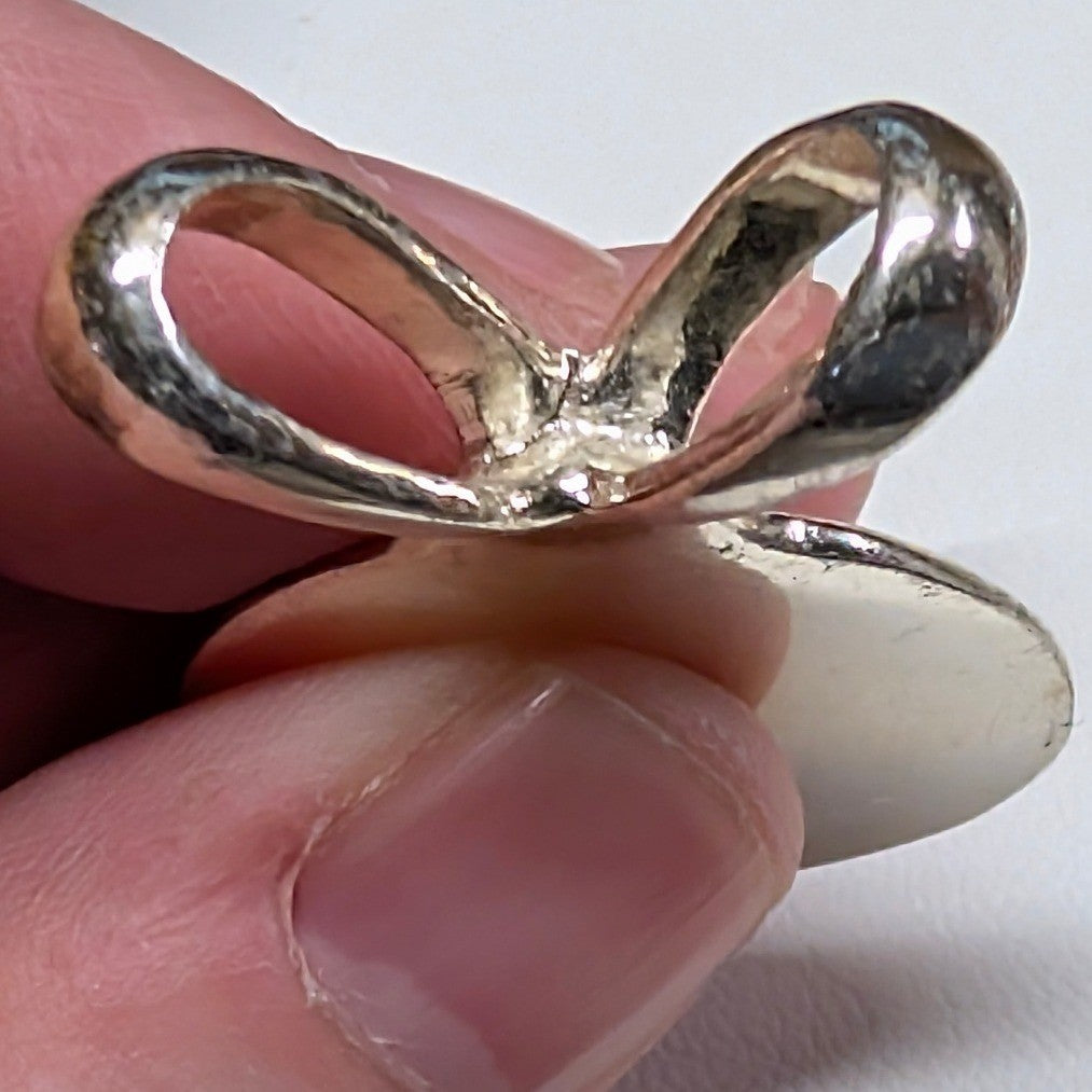Vintage Moonstone Cat Eye Cabochon Pendant Silver Tone ? White Round Modernist
